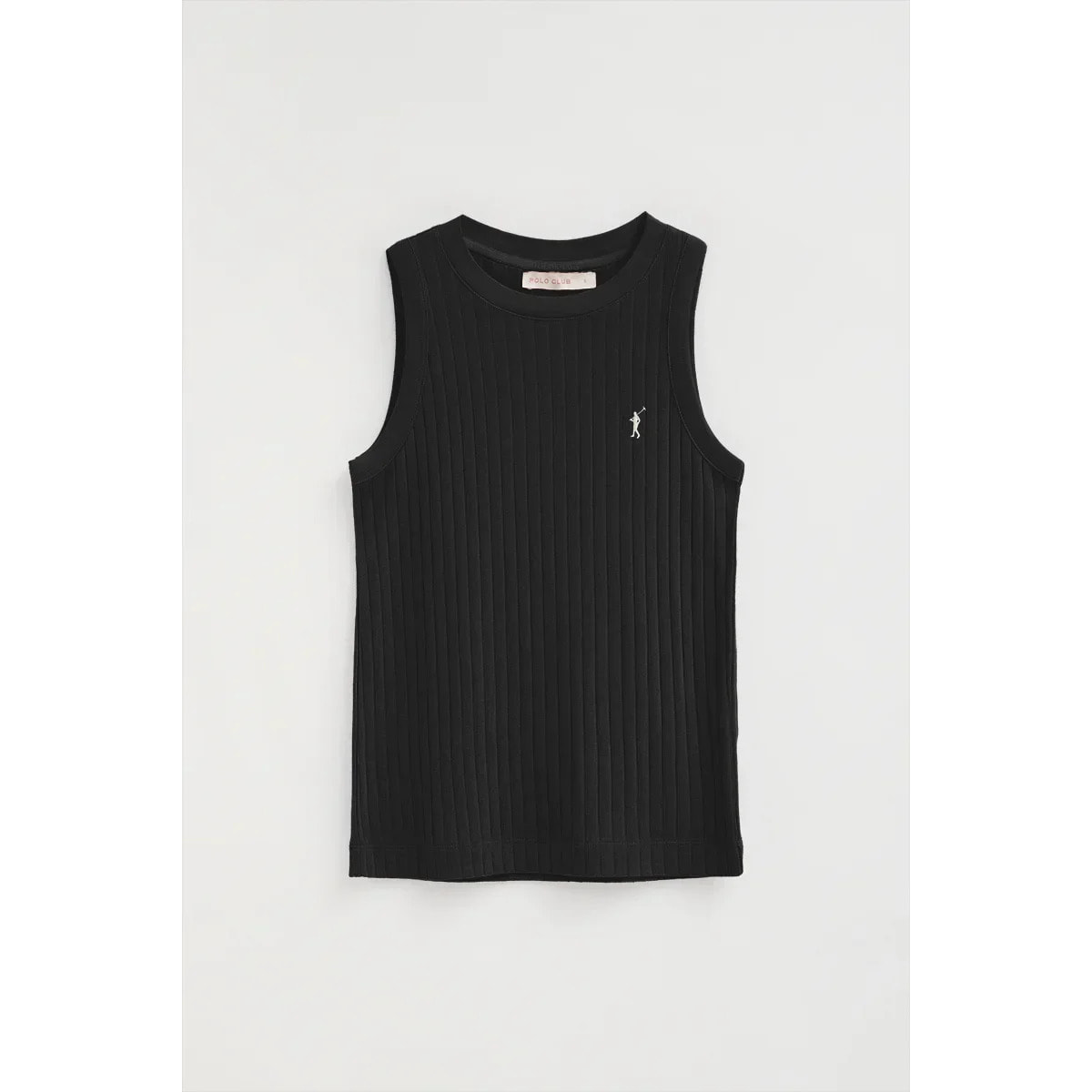 Canotta nera a coste slim fit e ricamo Rigby Go