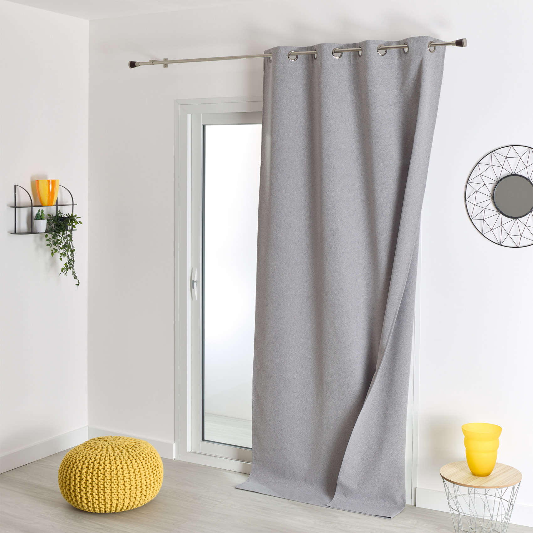 Rideau 100% occultant thermique phonique chiné - Gris clair