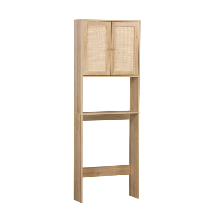 Etagère meuble WC décor bois et cannage Bohème 1 étagère 64 x 20 x 180 cm naturel