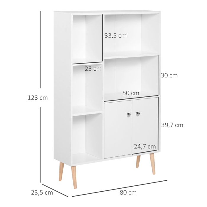Bibliothèque scandinave 4 niches placard 2 portes