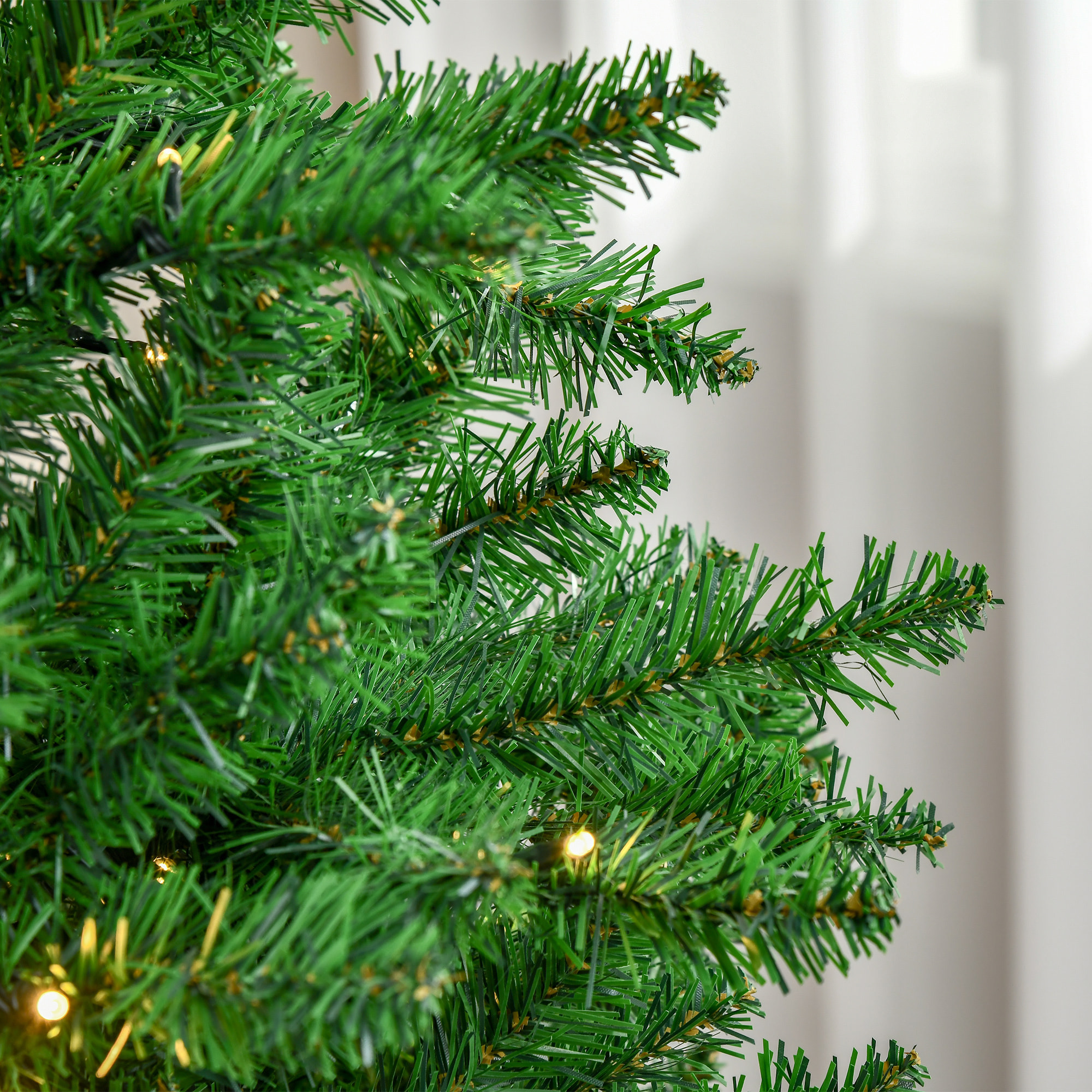 árbol de Navidad Artificial Altura 180 cm Ignífugo con 714 Ramas 200 Luces LED