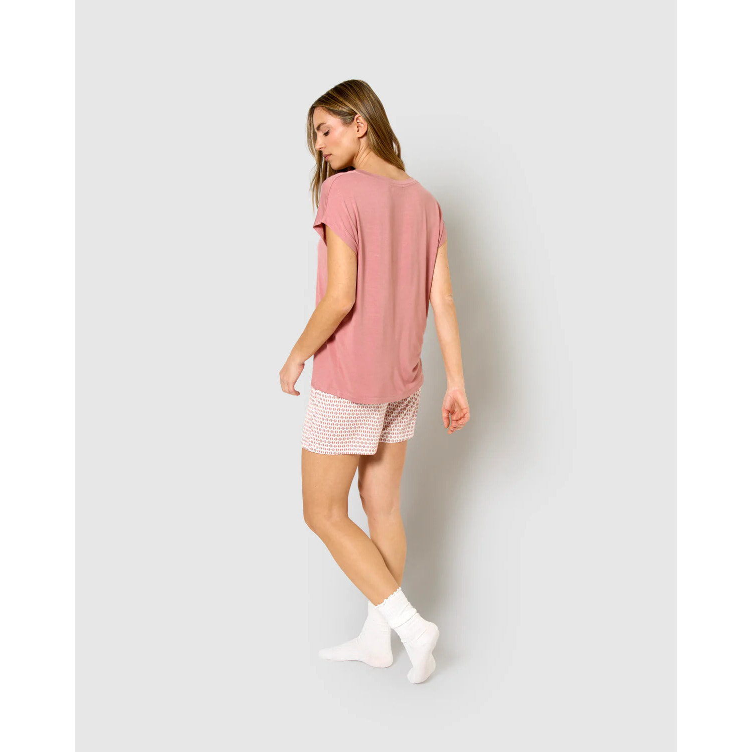 Pigiama corto in viscosa Pink Dune