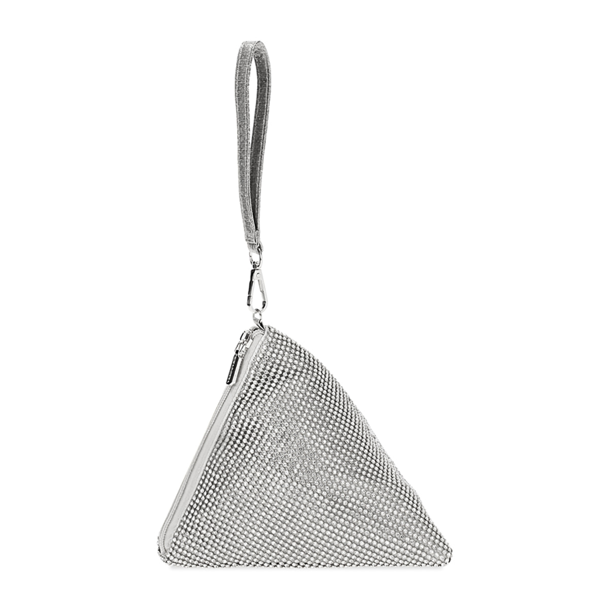 Mini bag donna argento in laminato con pietre