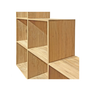 Etagère escalier 6 cases carrée de rangement bois de teck massif - ROMA