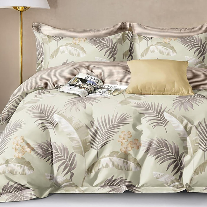 Parure housse de couette avec taie à volant 100% coton - Amonda