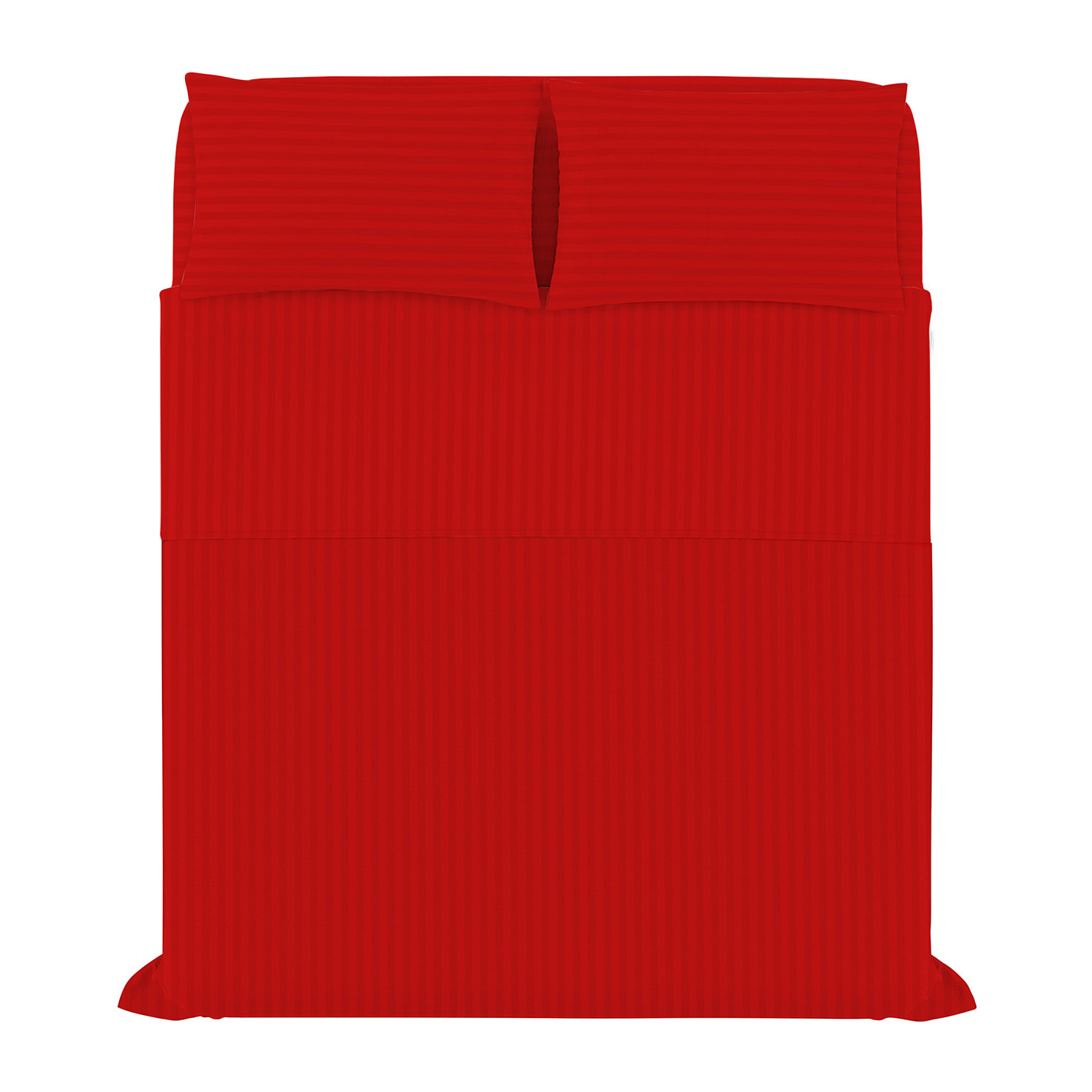 COMPLETO LETTO SATIN STRIPES, 100% Raso di Poliestere, Tinta Unita, Made in Italy - ROSSO