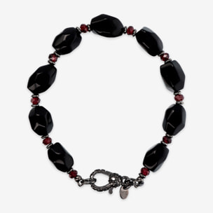 Bracciale con Onice Nero e Granato Rosso