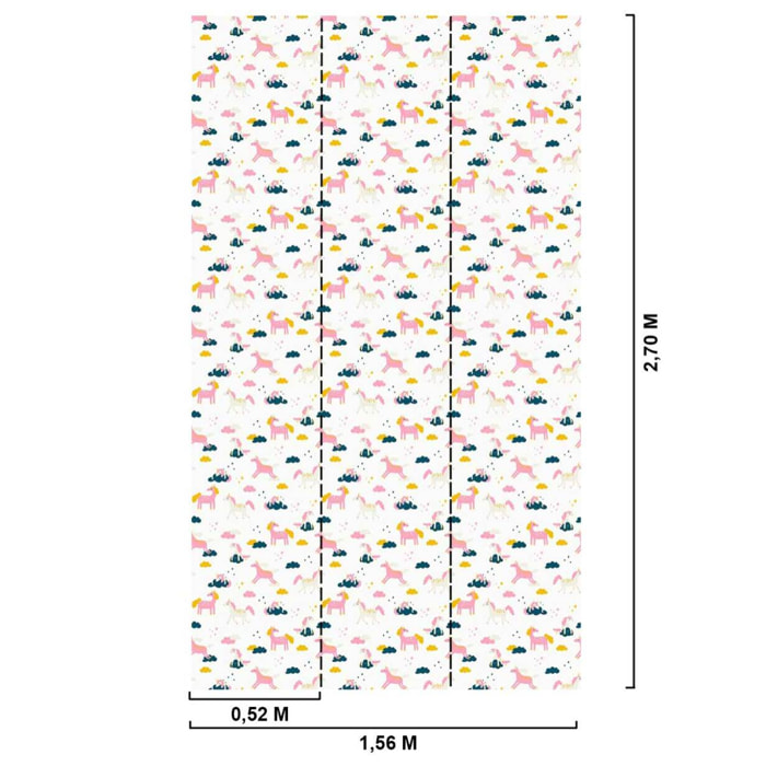 Papier peint licornes en récré Intissé