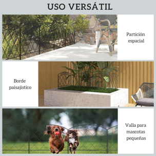 Vallas de Jardín 305x61 cm Juego de 5 Vallas Decorativas para Jardín de Metal Combinación Libre en Forma de Arco Barrera para Animales para Terraza Patio Césped Negro