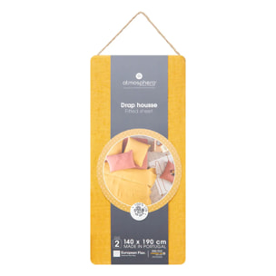 Drap-housse "Linah" - jaune ocre - lin lavé 140x190 cm