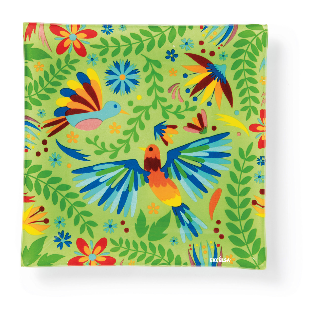 Set 4 piatti vassoio in vetro Excelsa – Mexican Flowers, Multicolore