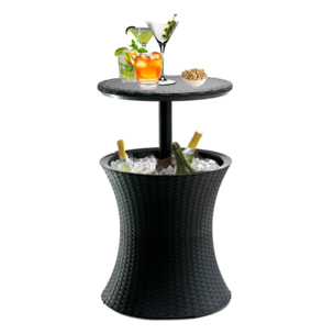 Cool bar rotin Glacière, avec table rétractable, 57x 50 x 50 cm 30L, Brun (230902)