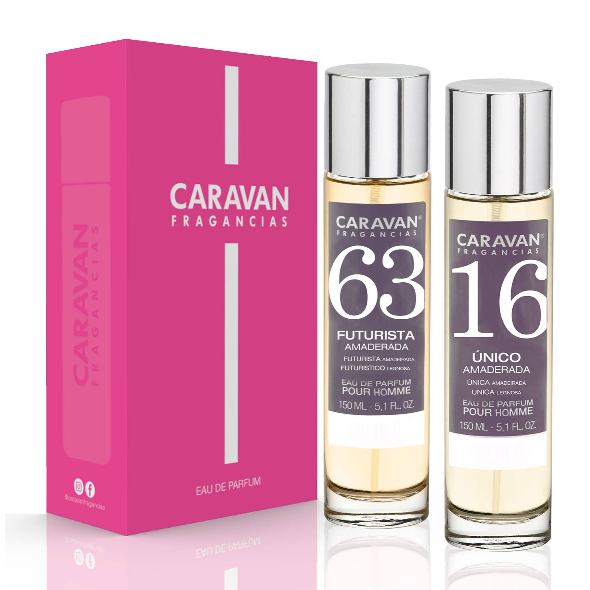 Caravan fragancias - caja de regalo con 2 perfumes: nº16 y nº63 de 150 ml, para hombre