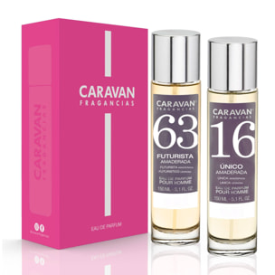 Caravan fragancias - caja de regalo con 2 perfumes: nº16 y nº63 de 150 ml, para hombre