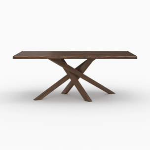 Table rectangulaire en bois d'hévéa massif foncé 8 personnes - Robin