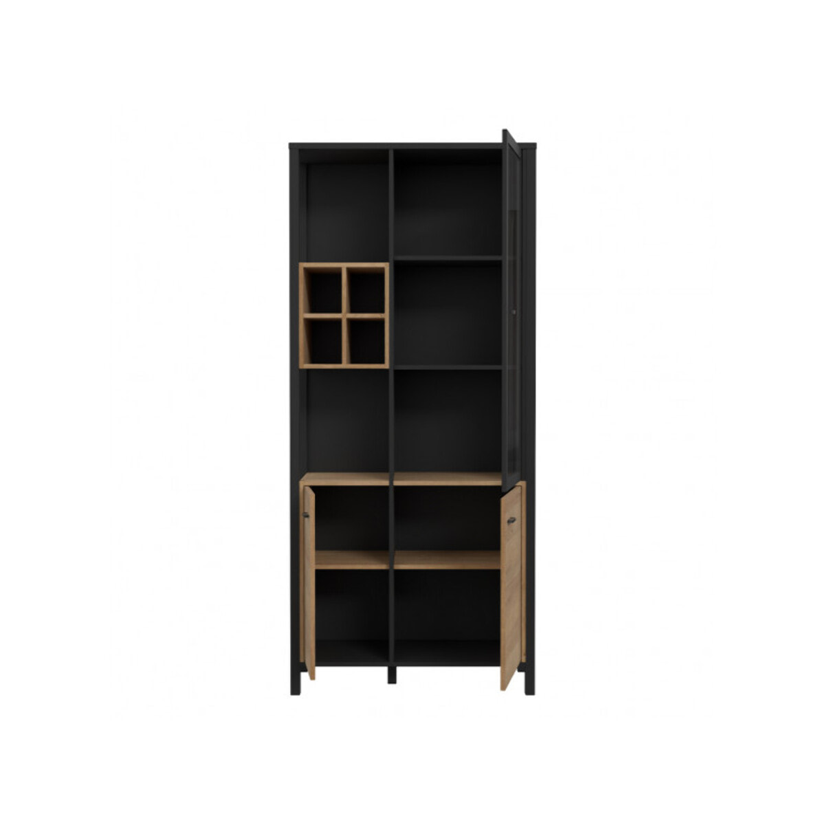 Vitrine multiples rangements en bois effet chêne - MIAMI