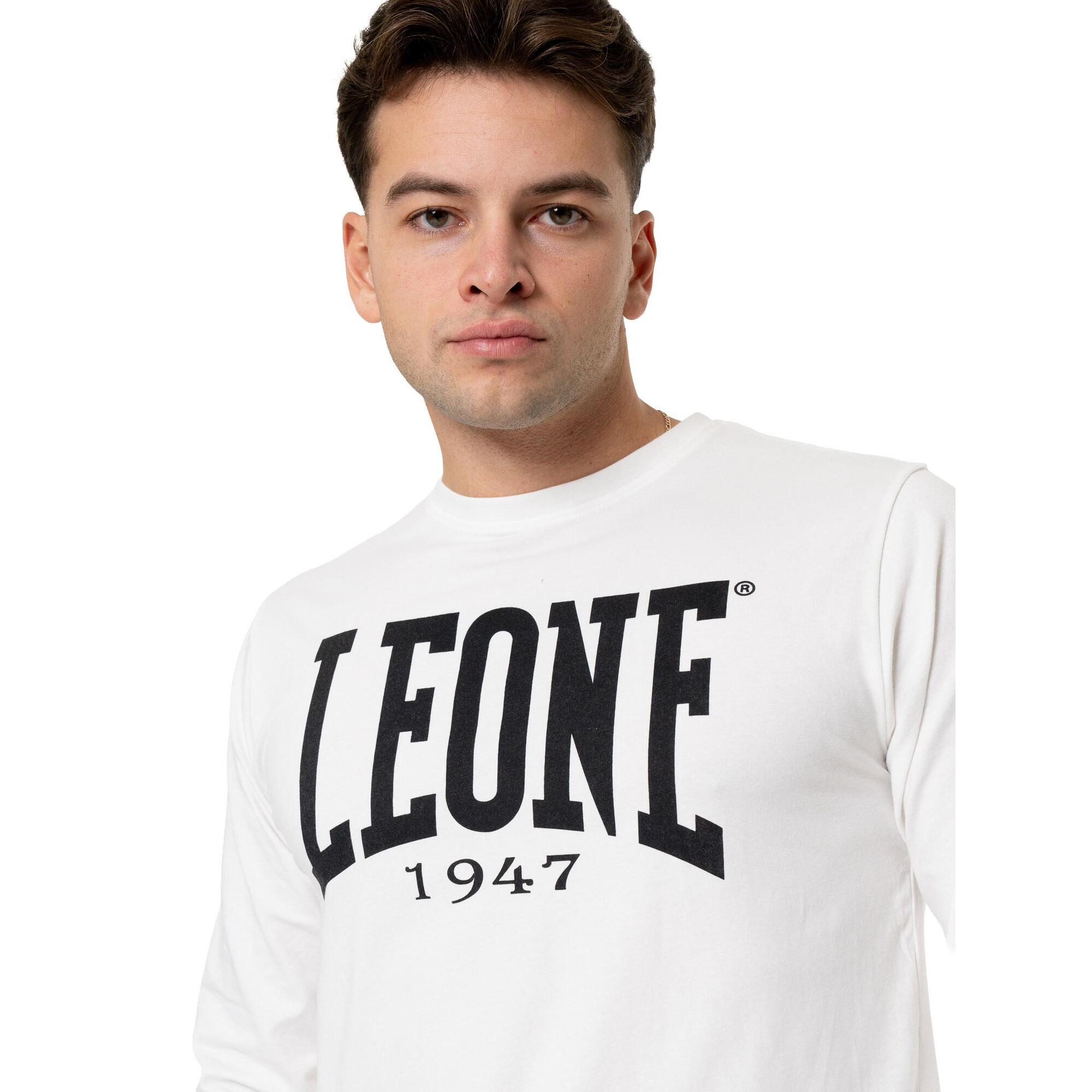 Camiseta de algodón elástico de manga larga con logo grande "Basic" para hombre