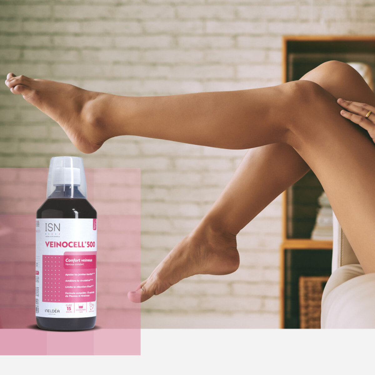ISN - Veinocell® 500 - Complément alimentaire à base de plantes, minéraux - Vigne Rouge, Hamamélis, Mélilot - Confort circulatoire - Limite la rétention d'eau - Flacon 500ml