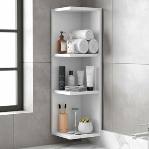 Modulo Angolare Bagno Sospeso Con 3 Ripiani Mobile Salvaspazio Mobiletto Da Parete Per Organizzare Accessori 65 x 20 x 19.5 Cm Bianco Lucido