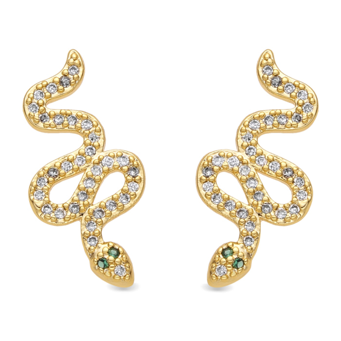 Pendientes acabado oro amarillo de 18k y Circonita Brillante