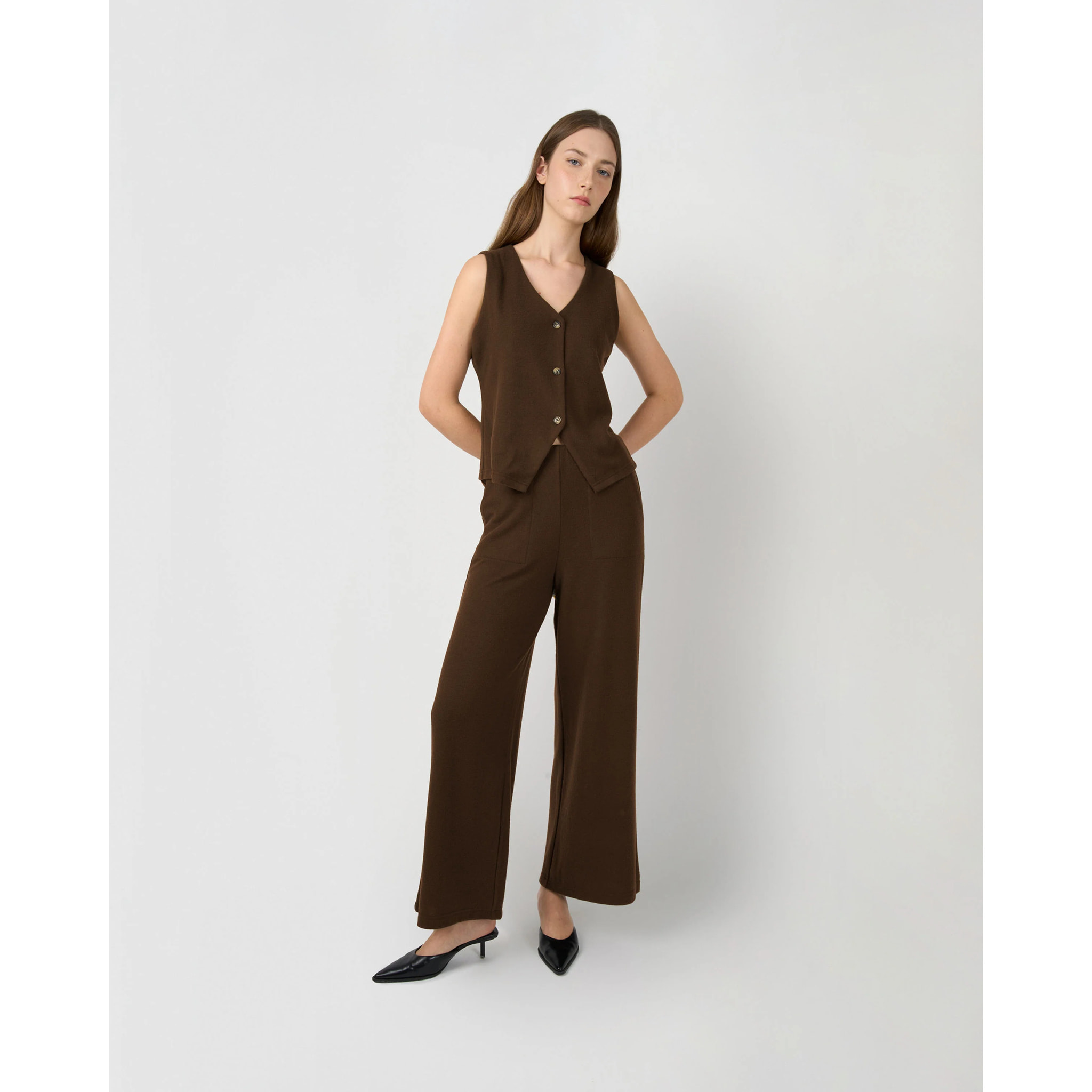 Set chaleco pantalón angorina chocolate
