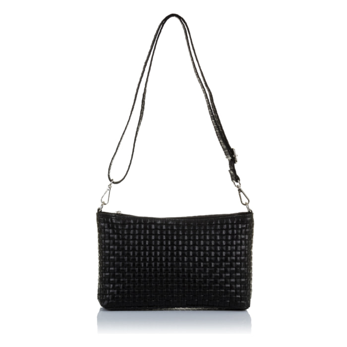 Zia Borsa a tracolla Donna.Pelle autentica Camoscio Incisione Geometrica