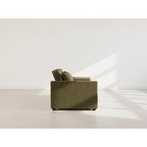 Ernest - Canapé droit 2 places convertible en velours côtelé - Vert