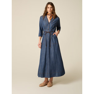 Oltre - Vestido largo efecto denim - Azul
