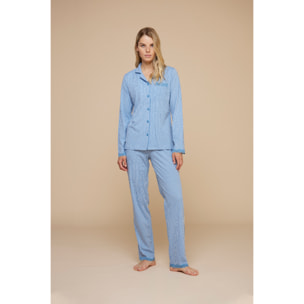 Pigiama donna lungo cotone azzurra Noidinotte