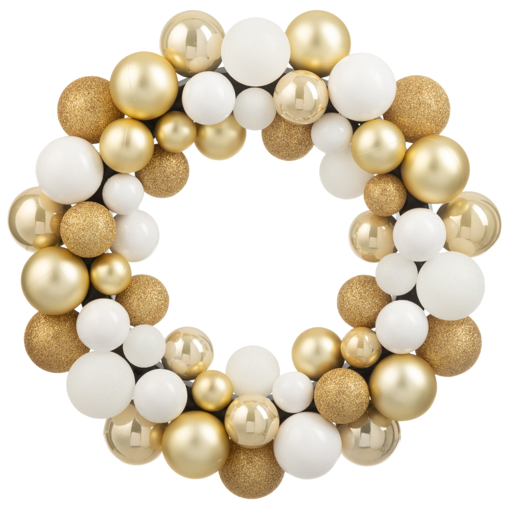 J-Line Couronne Boules De Noël Plastique Blanc/Doré