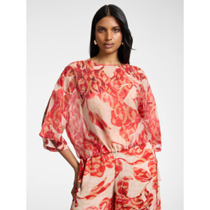 Elena Mirò - Blusa stampata con lacci - Rosso