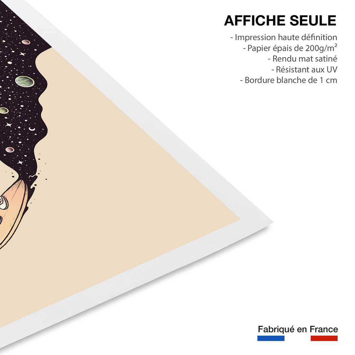 Affiche enfant longboard en cosmos  Affiche seule