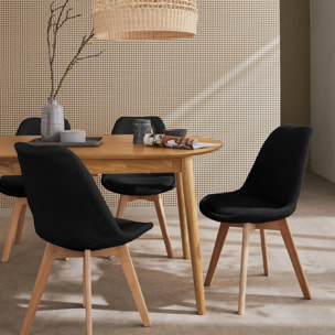 Lot de 4 chaises scandinaves NILS revêtement bouclette noire. pieds bois de hêtre. chaise 1 place