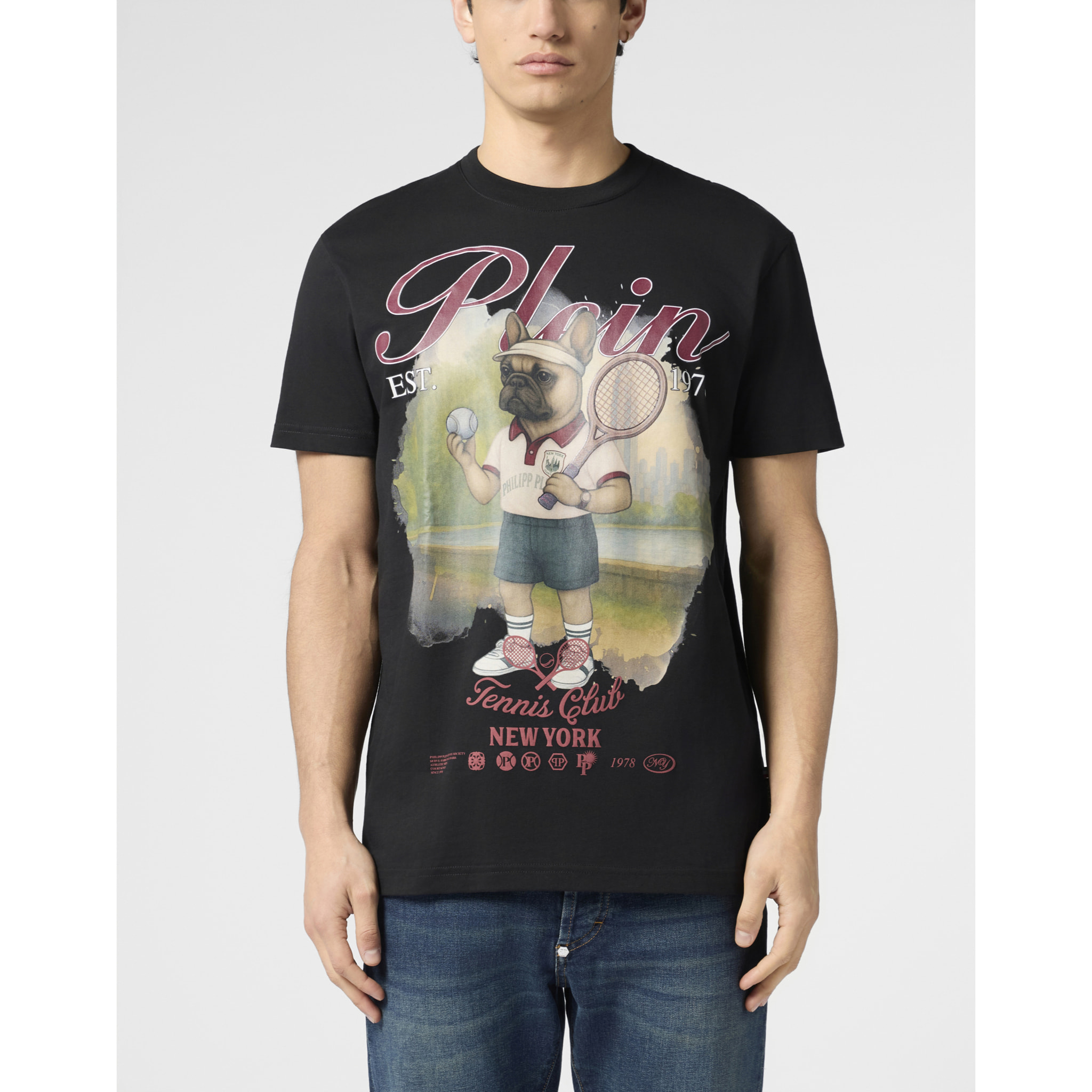 PHILIPP PLEIN Round Neck T-Shirt New York Tennis