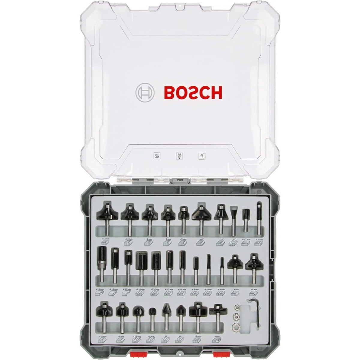 Coffret de 30 fraises mixtes à Ø queue de 6 mm - BOSCH - 2607017474
