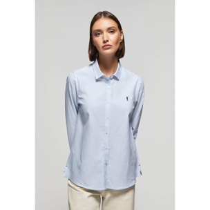 Camicia Oxford a righe celeste con logo Rigby Go