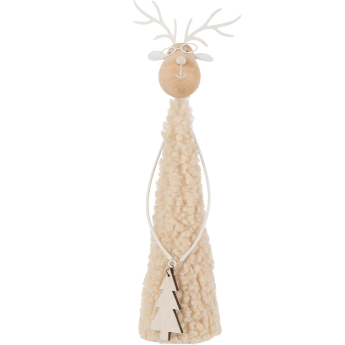 J-Line figurine Renne Teddy - métal/bois - beige/naturel - small