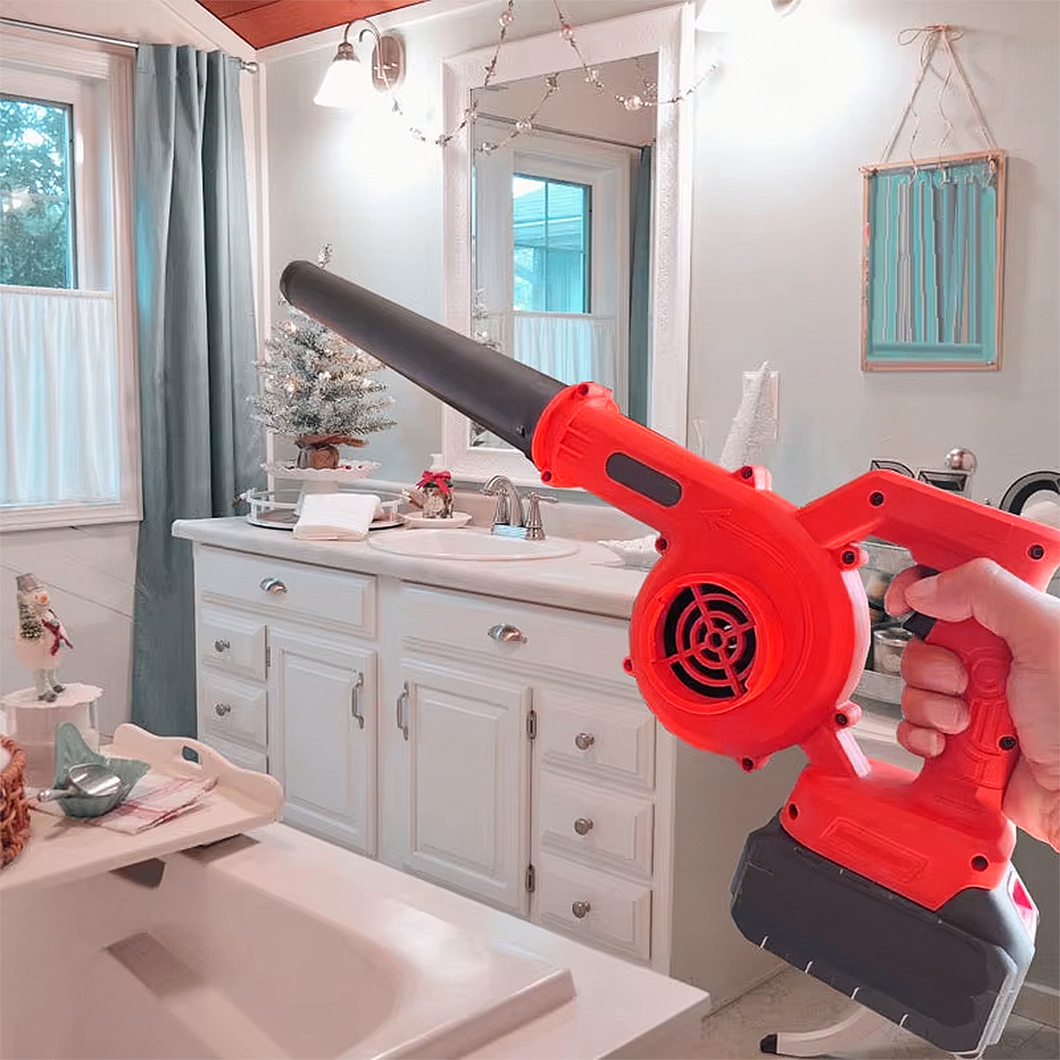 Mini soplador de hojas eléctrico 2 en 1 con batería. Modo succión.