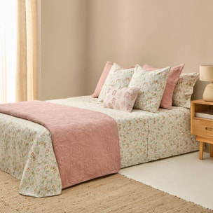 Funda nórdica algodón flores Ferda color verde 100% Algodón percal