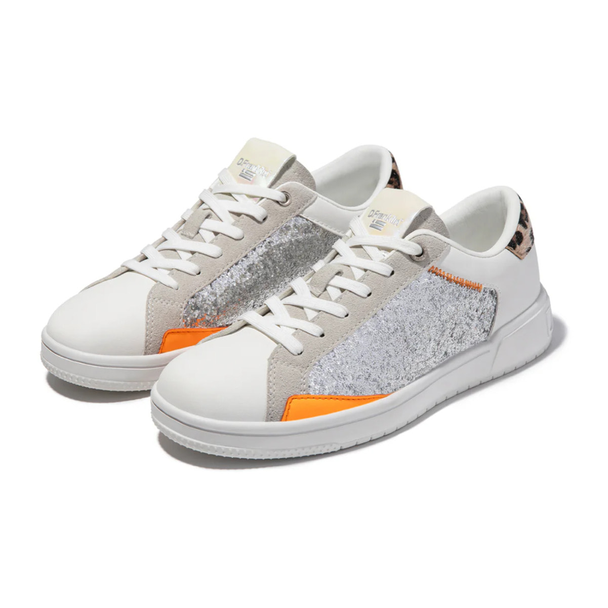 Zapatillas Casual Mujer Court V2 Tenis Basic Glitter Plata / Leo D.Franklin