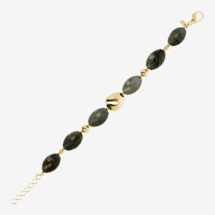 Bracciale in Argento 925 placcato Oro Giallo 18Kt con Pietre Naturali in Labradorite Sfaccettata