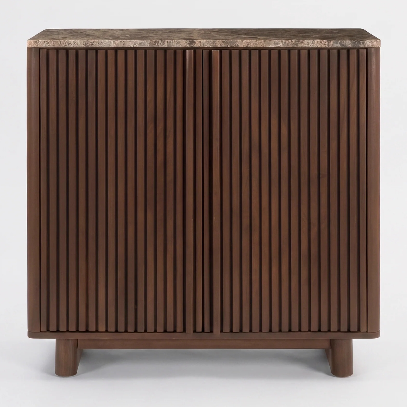 Petit buffet en bois de manguier et plateau en marbre - Flavio