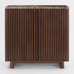 Petit buffet en bois de manguier et plateau en marbre - Flavio