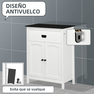 Armario Auxiliar de Baño Mueble de Baño Auxiliar con 1 Cajón 2 Puertas y Estante Ajustable para Lavabo Ducha Estilo Moderno 60x30x80 cm Blanco