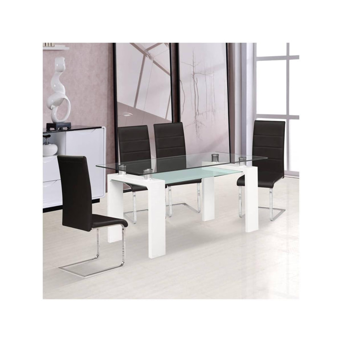 Table repas ''Eva'' - 150 x 80 x 75 cm - Blanc laqué