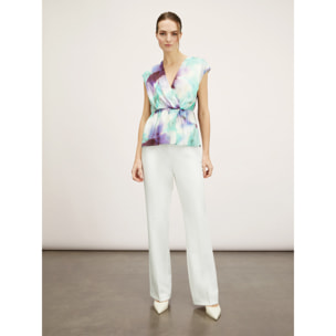 Motivi - Blusa de raso con estampado abstracto - Green Water