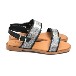 SANDALO FLAT DOPPIA FASCIA ARGENTO