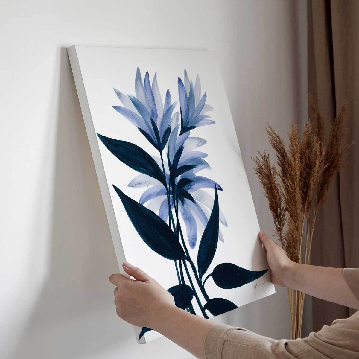 Tableau contemporain fleurs Affiche fleurs bleuets Toile imprimée