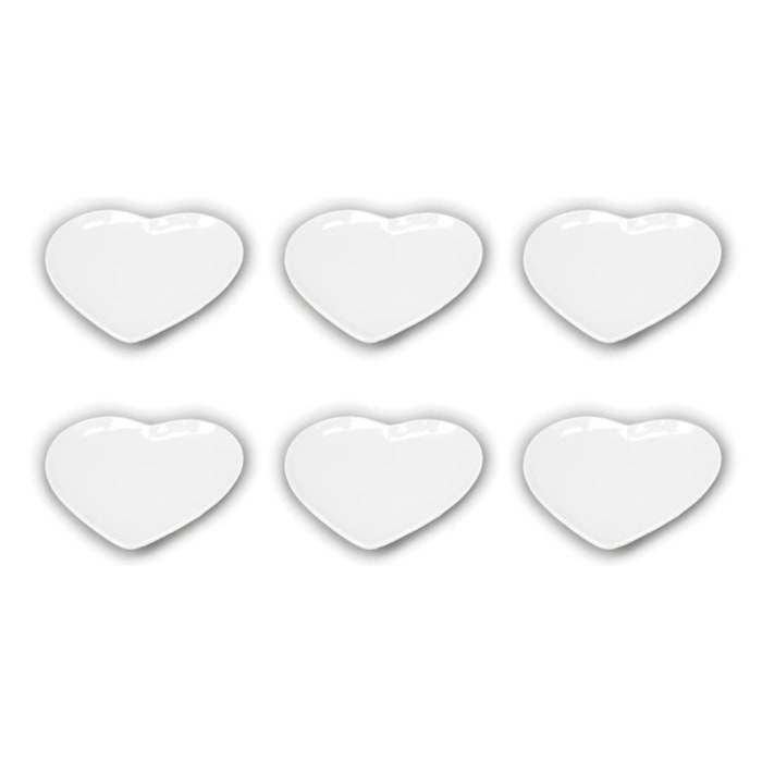 Set 6 Piatti Corazon A Forma Di Cuore Colore Bianco