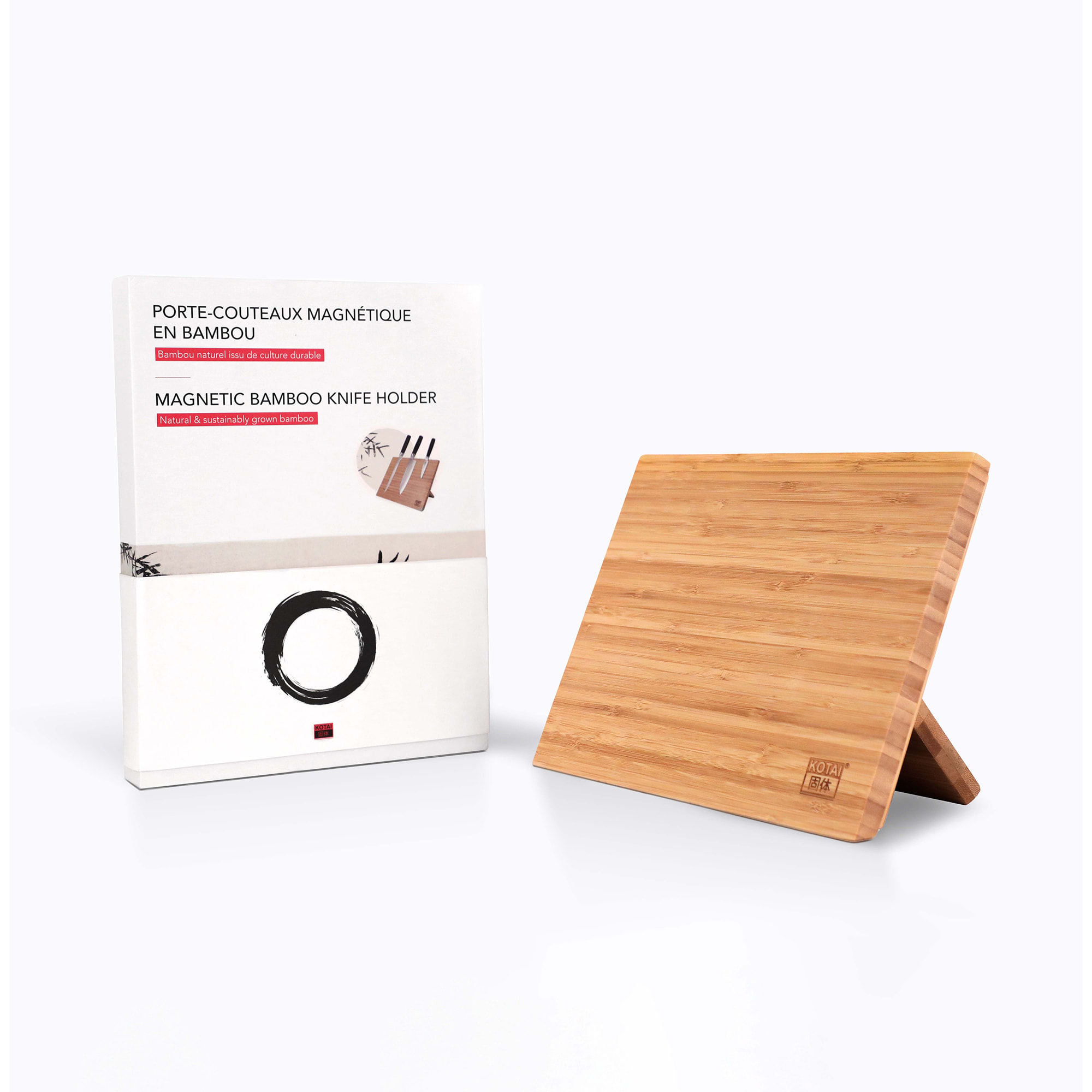 Porte-Couteaux Magnétique en Bambou pour 6-8 Couteaux | Pliable pour un Transport Facile